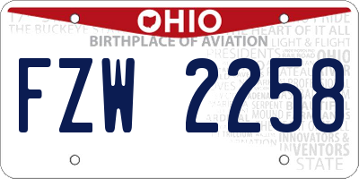 OH license plate FZW2258