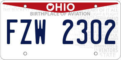 OH license plate FZW2302
