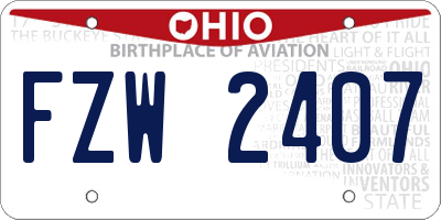OH license plate FZW2407
