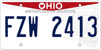 OH license plate FZW2413