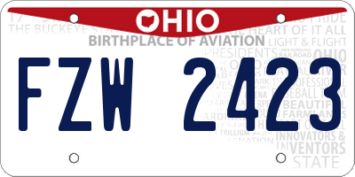 OH license plate FZW2423