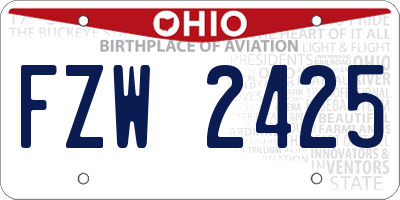 OH license plate FZW2425