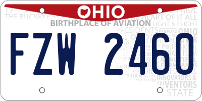 OH license plate FZW2460