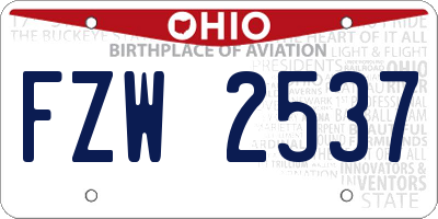 OH license plate FZW2537