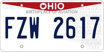 OH license plate FZW2617