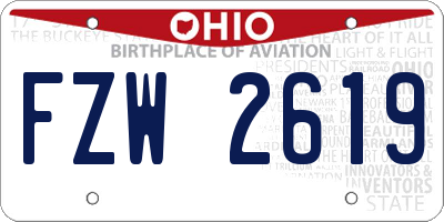 OH license plate FZW2619