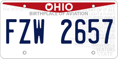 OH license plate FZW2657
