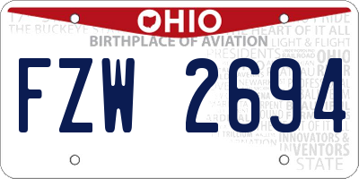 OH license plate FZW2694