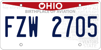OH license plate FZW2705