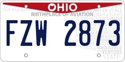 OH license plate FZW2873