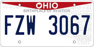 OH license plate FZW3067