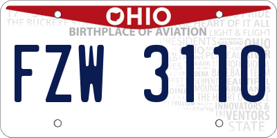 OH license plate FZW3110
