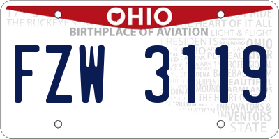 OH license plate FZW3119