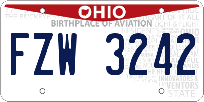 OH license plate FZW3242