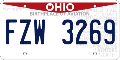 OH license plate FZW3269