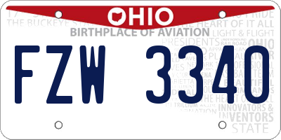 OH license plate FZW3340