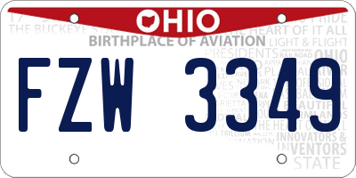 OH license plate FZW3349