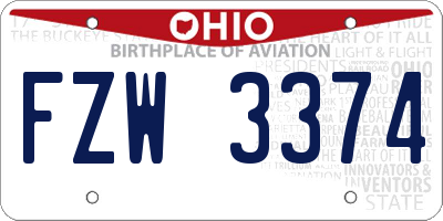 OH license plate FZW3374