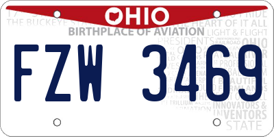 OH license plate FZW3469