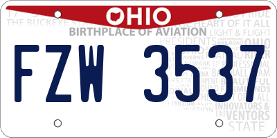 OH license plate FZW3537