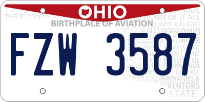OH license plate FZW3587
