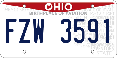 OH license plate FZW3591