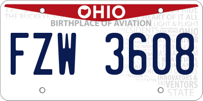 OH license plate FZW3608