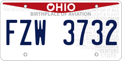 OH license plate FZW3732
