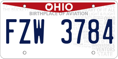 OH license plate FZW3784
