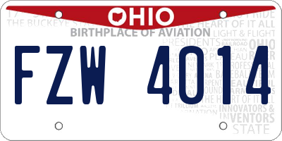 OH license plate FZW4014