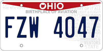 OH license plate FZW4047