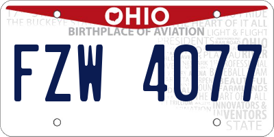 OH license plate FZW4077