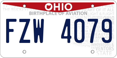 OH license plate FZW4079