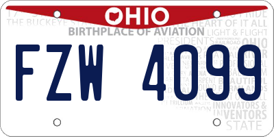 OH license plate FZW4099