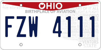 OH license plate FZW4111