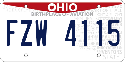 OH license plate FZW4115