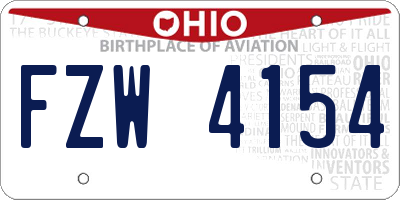 OH license plate FZW4154