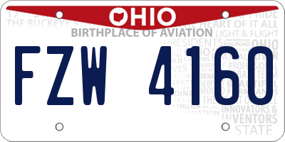 OH license plate FZW4160