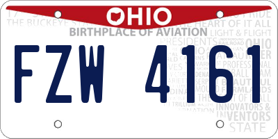 OH license plate FZW4161