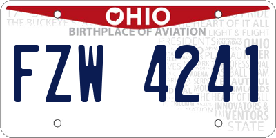 OH license plate FZW4241