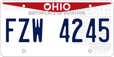OH license plate FZW4245