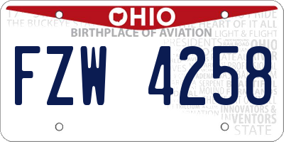 OH license plate FZW4258