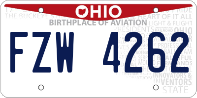OH license plate FZW4262
