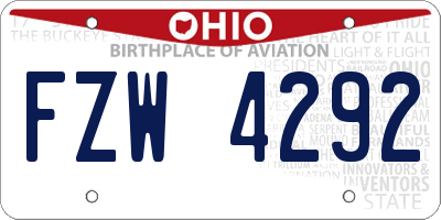 OH license plate FZW4292