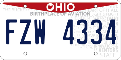 OH license plate FZW4334