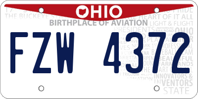 OH license plate FZW4372