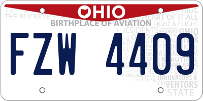 OH license plate FZW4409