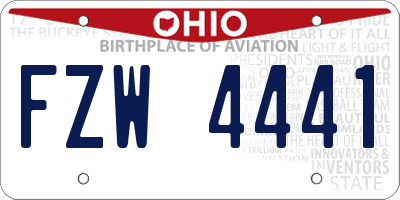 OH license plate FZW4441