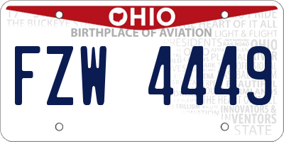 OH license plate FZW4449