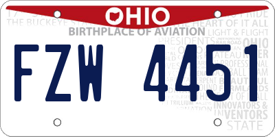 OH license plate FZW4451